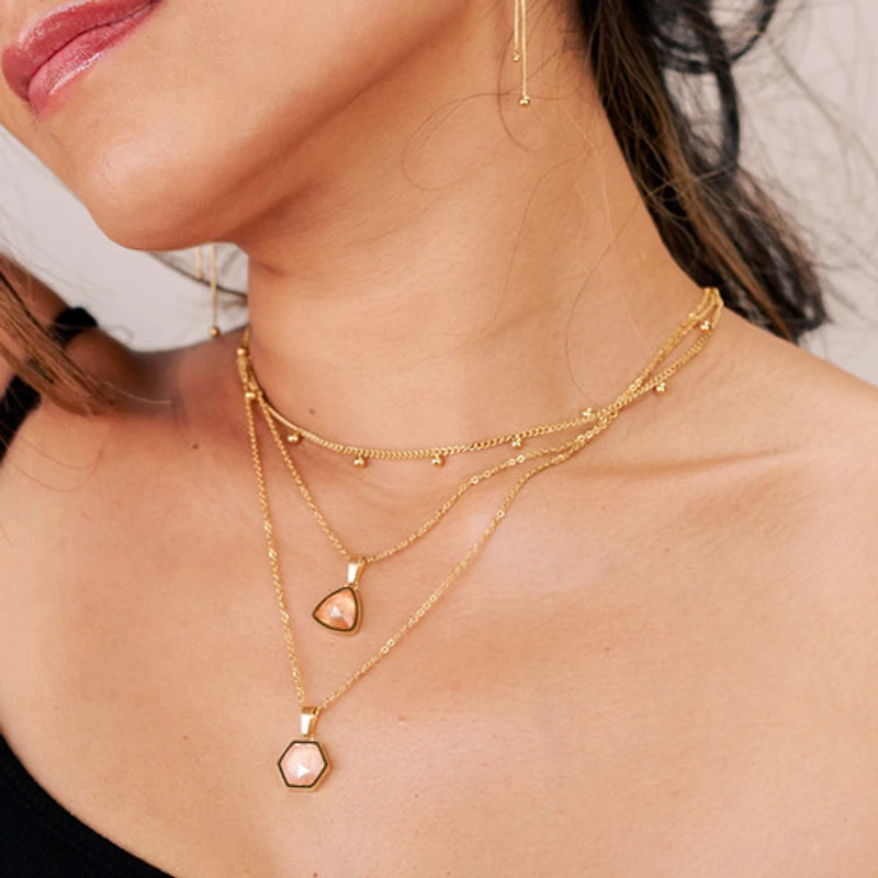 Natural Hexagon Stone Necklace