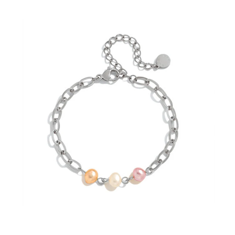Steel Tri-Color Pearl Bracelet