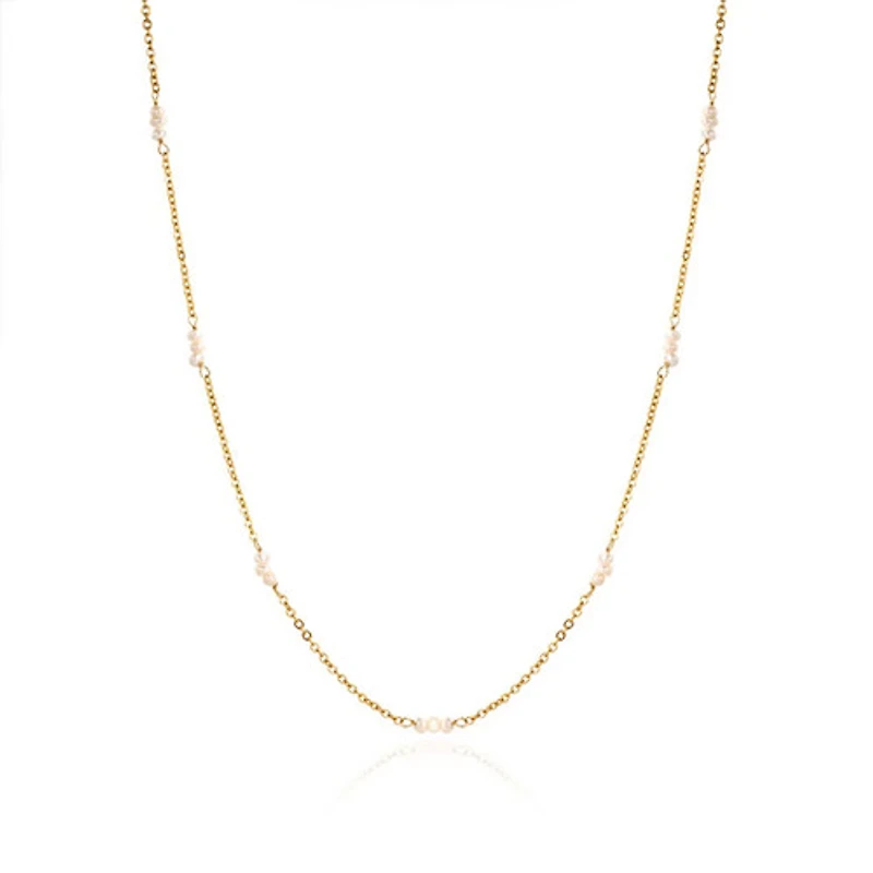 Dainty Trinity Pearl Chain Necklace