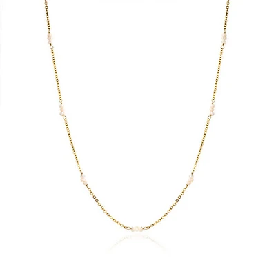 Dainty Trinity Pearl Chain Necklace