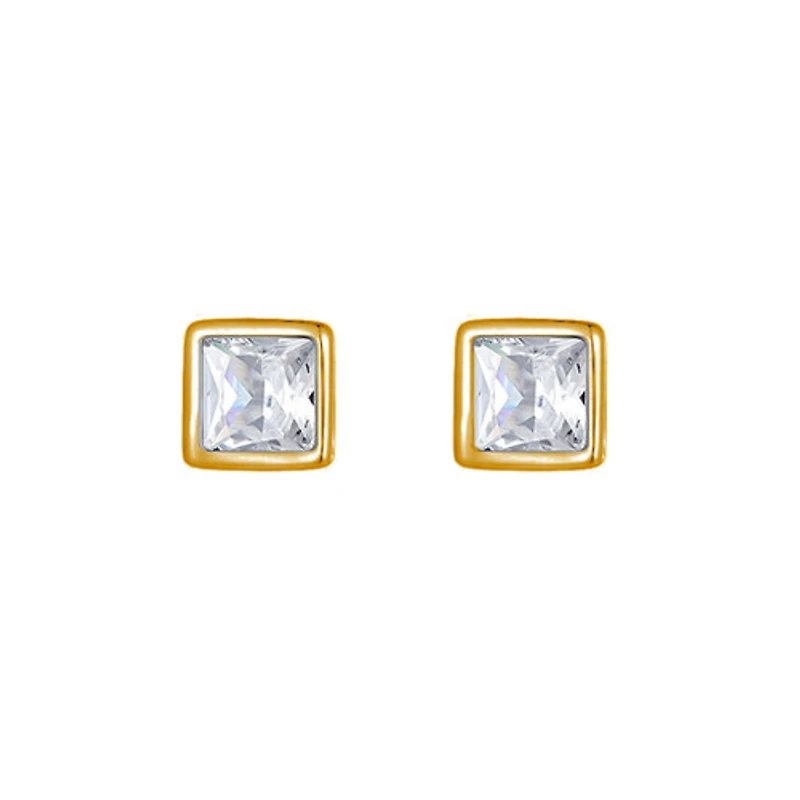 Gold Square Zirconia Studs