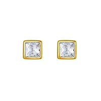 Gold Square Zirconia Studs