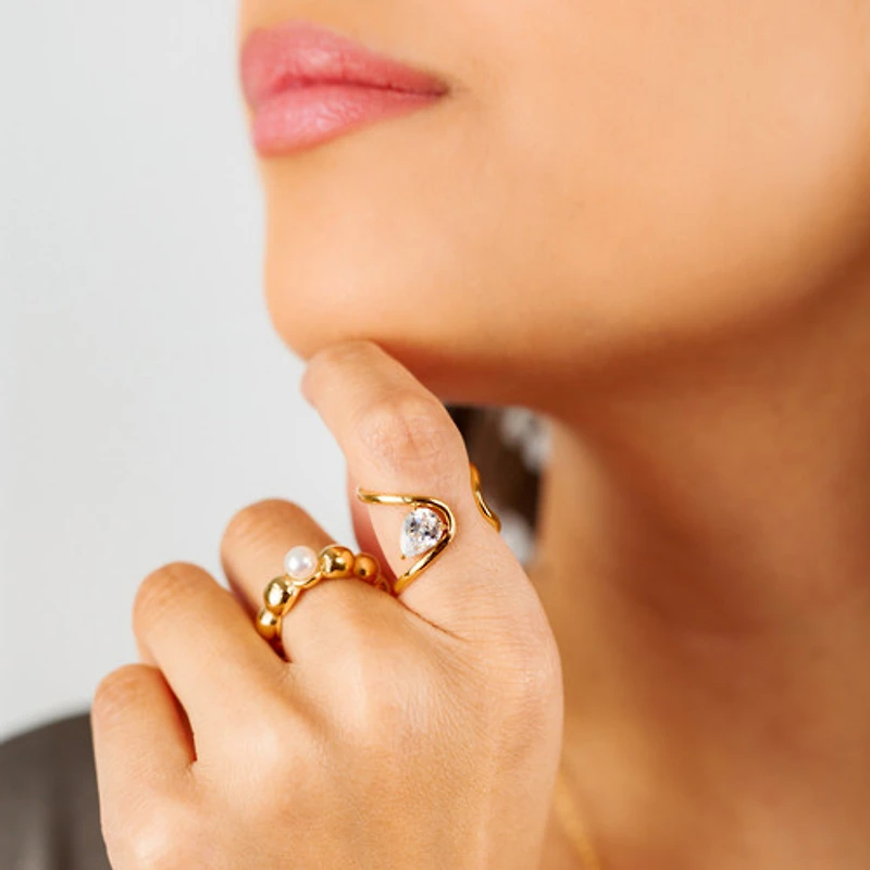 Open Front Gemstone Ring