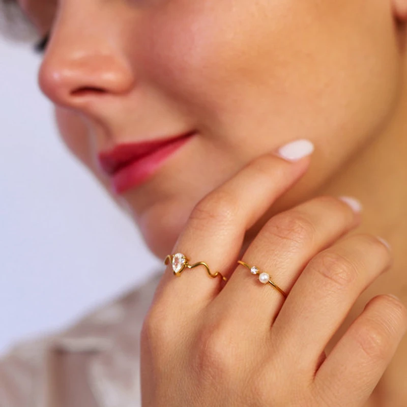 Waved Gem Ring