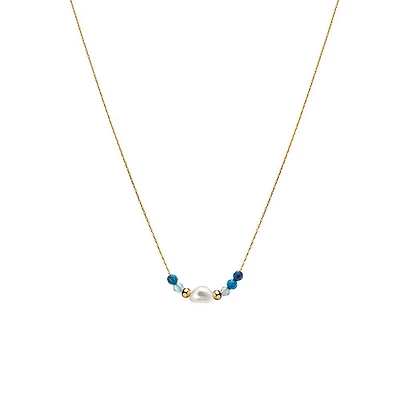 Blue Beads and Chain Necklace