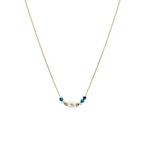 Blue Beads and Chain Necklace