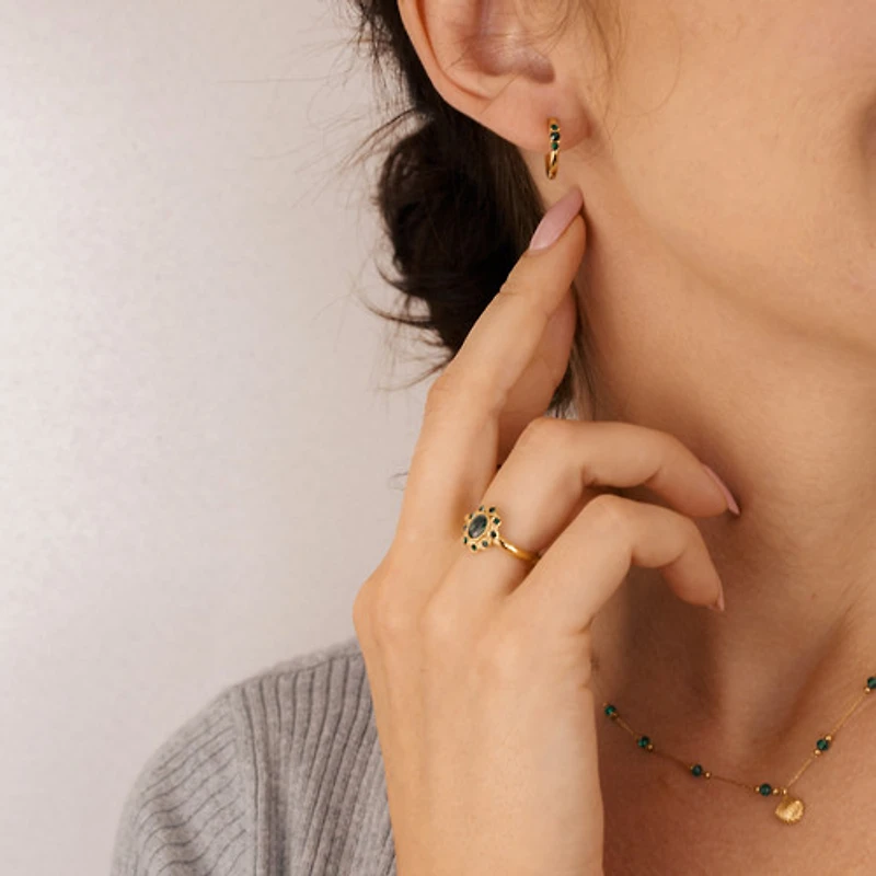 Emerald Mini Hoops