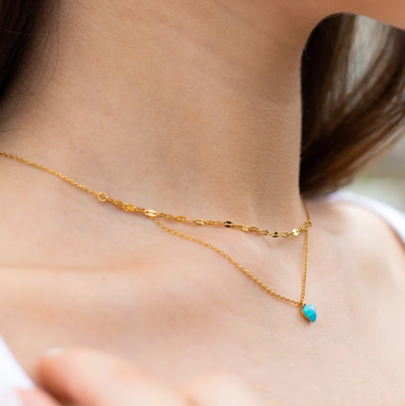 Layered Blue Heart Necklace