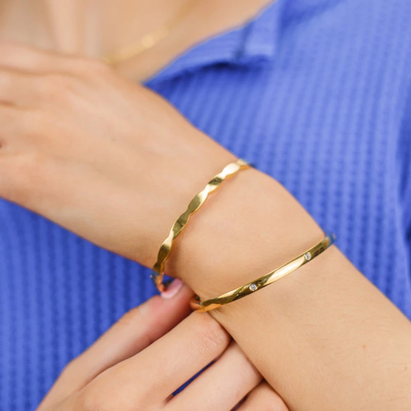 Round Edge Gem Bangle Bracelet