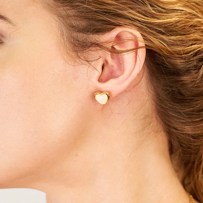Stone Heart Studs