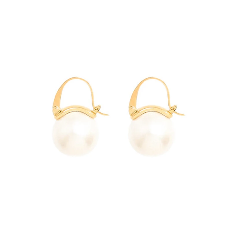 Bold White Pearl Hoops