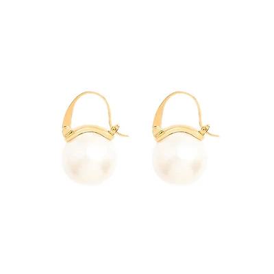 Bold White Pearl Hoops