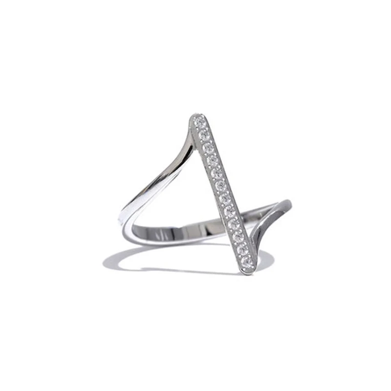 Steel Vertical Gem Bar Ring