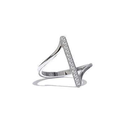 Steel Vertical Gem Bar Ring