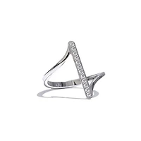 Steel Vertical Gem Bar Ring