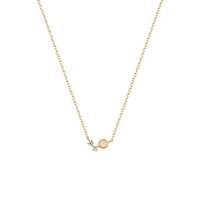 14k Opal Diamond Necklace