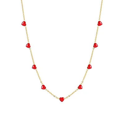 Enamel Heart Chain Necklace
