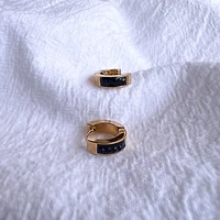 Black Gem on Enamel Hoops