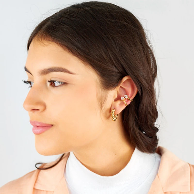 Gold Twisted Triangle Hoops