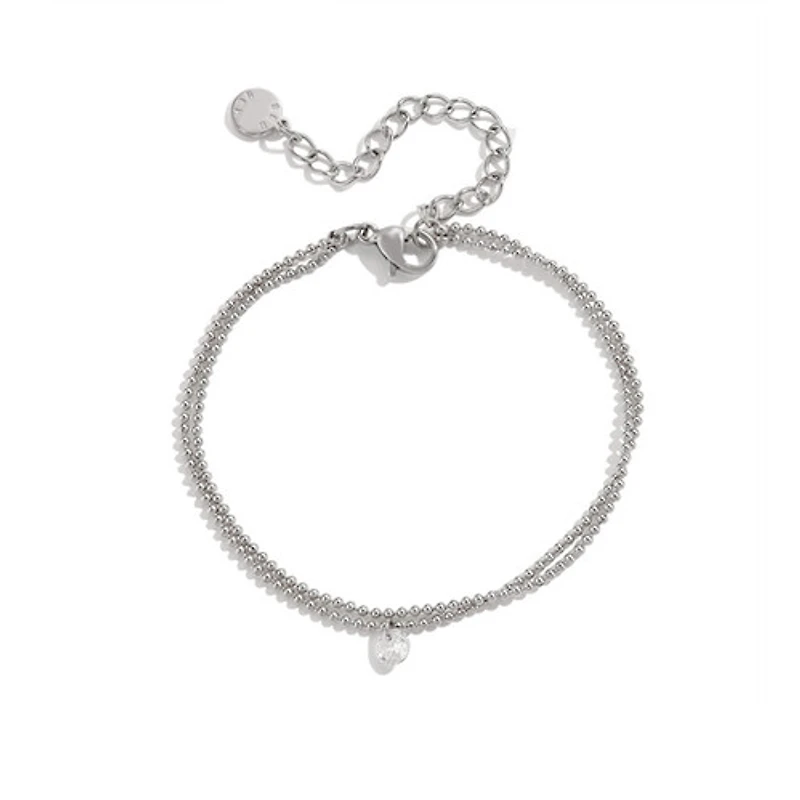 Steel Layered Gem Beaded Bracelet