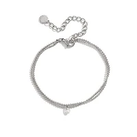 Steel Layered Gem Beaded Bracelet