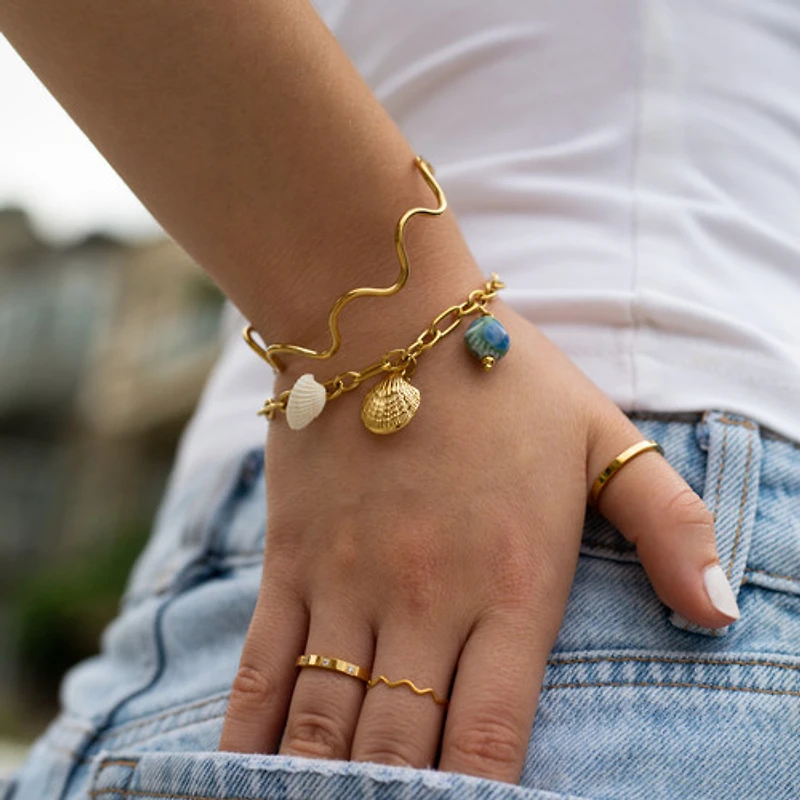 Gold Natural & Ceramic Shell Bracelet