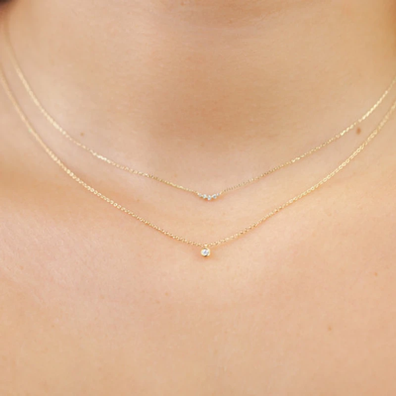 Curved Diamond Bar Necklace