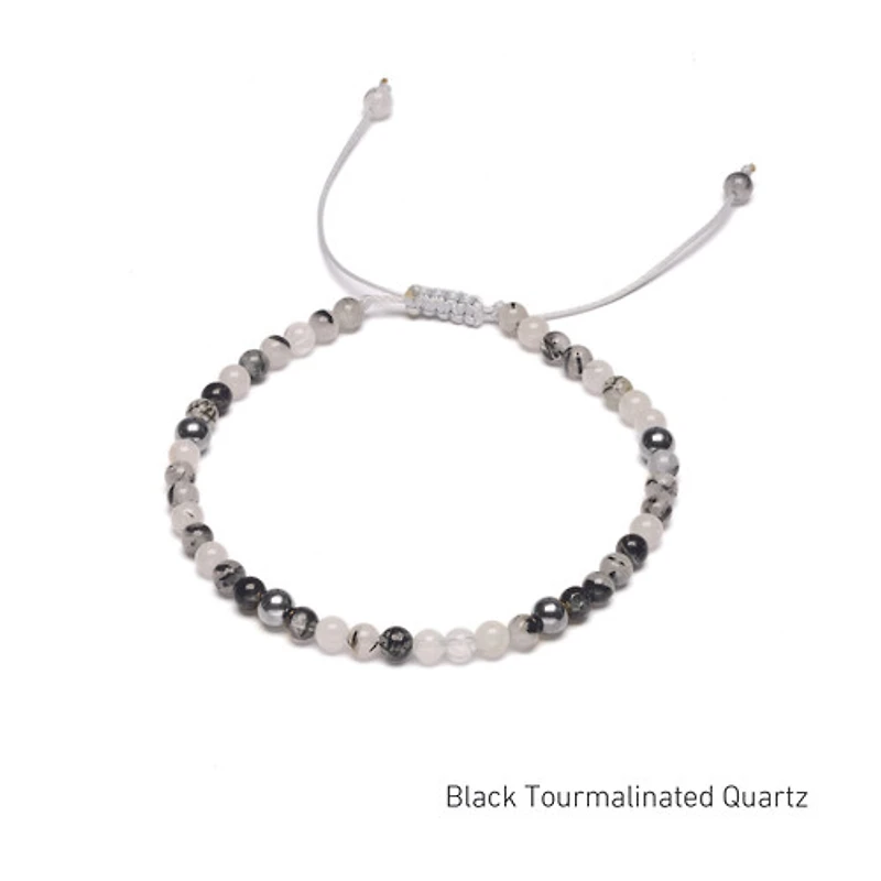 Braided Natural Crystal Bracelet (Classic Black & White)