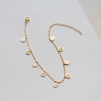 White Enamel Clover Anklet