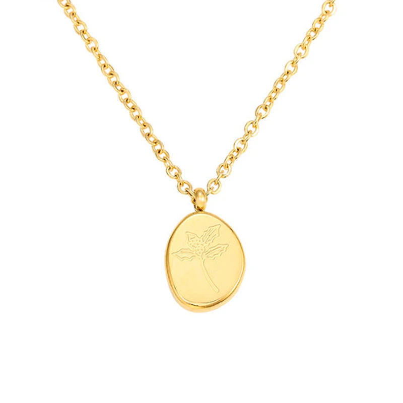 Gold Stone Birth Flower Necklace