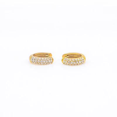 Bold Pave Mini Hoops with White Gems