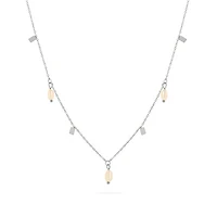 Steel Rectangular Pearl Chain Necklace