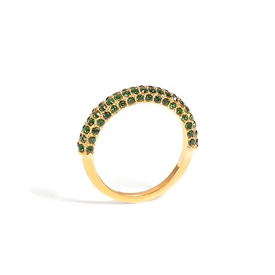 Bold Pave Ring with Green Gems