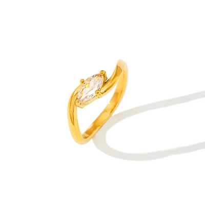 Waved Gemstone Ring