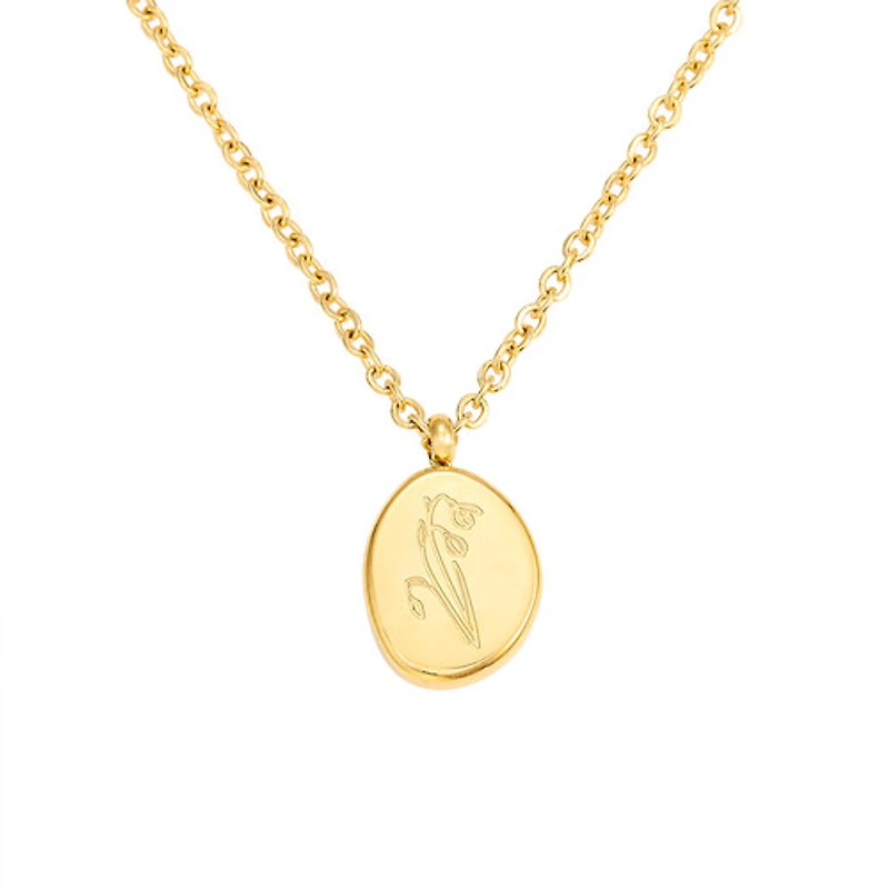 Gold Stone Birth Flower Necklace