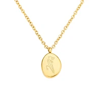 Gold Stone Birth Flower Necklace
