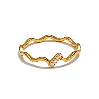 Tri Gem Wavy Ring