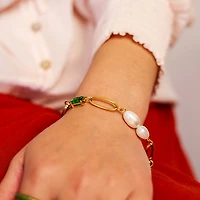 Green Gem Pearl Bracelet