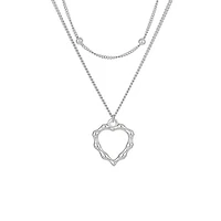 Steel Hollow Heart Dual Layer Necklace