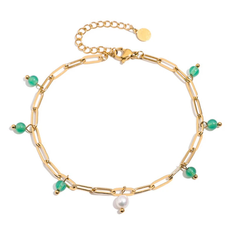 Agate Paperclip Chain Anklet