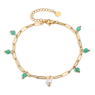 Agate Paperclip Chain Anklet