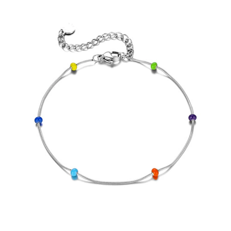 Steel Pop Dots Thin Anklet