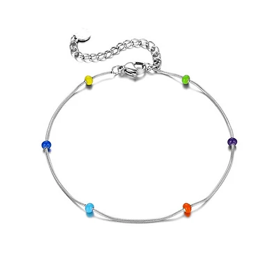 Steel Pop Dots Thin Anklet