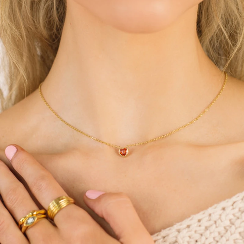 Mini Gem Heart Necklace