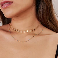 Blue Multi Beaded Chain Necklace
