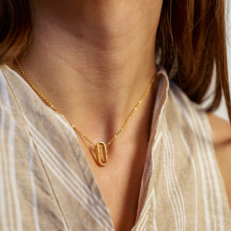 Gold Safety Pin Necklace
