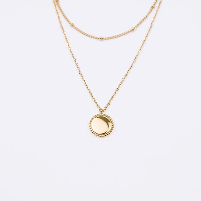 Gold Dual Layer Coin Necklace