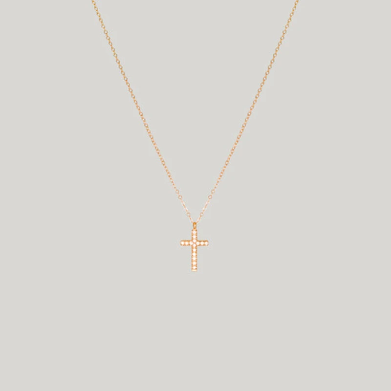 Gold Gemmed Cross Necklace