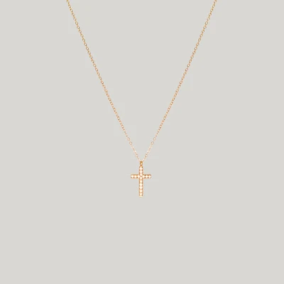 Gold Gemmed Cross Necklace