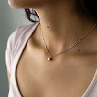 Steel Red Agate Pearl Necklace
